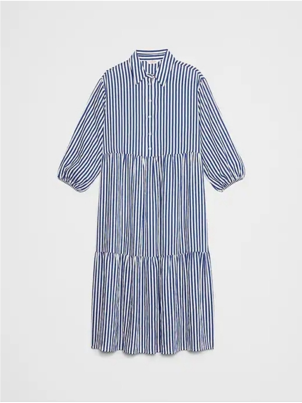 NWT! Banana Republic Blue Stripe Tiered Midi Poplin Shirtdress - Size Small 🎈 - Picture 4 of 5